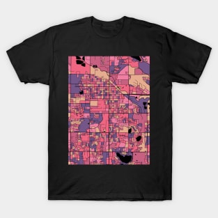 Fort Collins Map Pattern in Purple & Pink T-Shirt